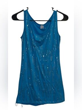 Discreet Blue Sequin Tank Top